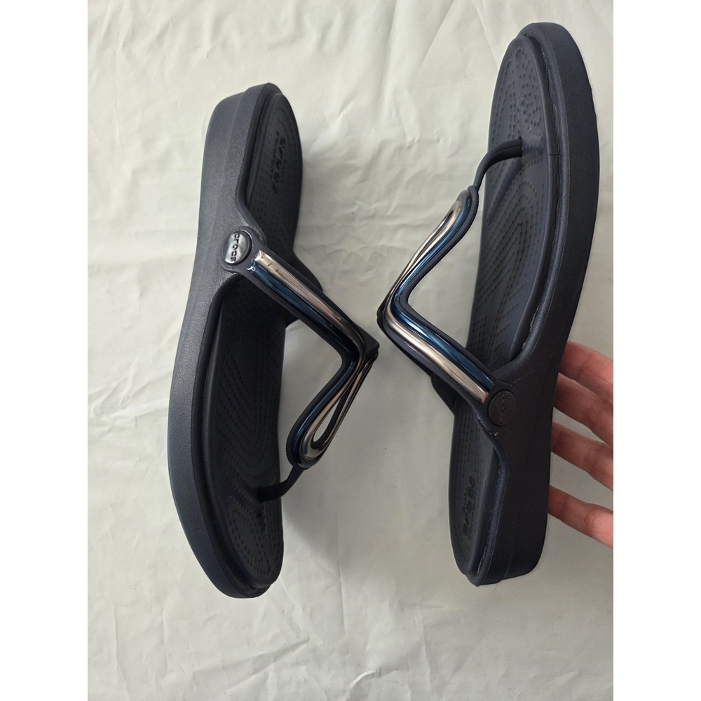 Crocs Sanrah Metal Block Flat Sandals Women's 9 Blue Summer Modern Artsy - Picture 6 of 10